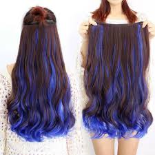 Just had a look, the hair defintly is really similar to mine! Ombre Blue Clip In Hair Extensions Synthetic Curly Wavy Hair Extensions 50cm Shopee Malaysia