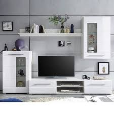 Gepolsterte esstischstühle, womöglich mit armlehnen, sind elegant und laden dazu ein, bei. Wohnwand Mediawand Tv Mobel Anbauwand Enrique 1 Wohnzimmer Front Weiss Hochglanz Living Room Tv Unit Designs Kitchen Layout Plans Living Room Wall Units