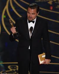 Leonardo DiCaprio celebrates Oscars 2016 Best Actor award for The Revenant  | Daily Mail Online