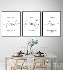 Set Of 3 Printablebless The Food Before Usdining Room Decor Etsy In 2020 Dining Room Wall Art Dinning Room Wall Decor Kitchen Wall Art Set