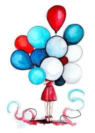 Drawing Girl Hiding Behind Balloons Happy Birthday Drawings Balloon Illustration Art Drawings Simple