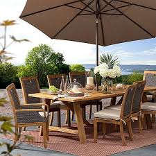 Member S Mark Sunbrella 9 Piece Teak Dining Set Sam S Club Pool Patio Furniture Patio Furniture Layout Outdoor Dining Set
