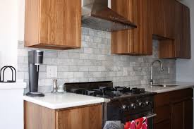Kitchen Astounding Kitchen Design Ideas With Light Brown Solid Wood Kitchen Cabinet Rectangular Gray Kitchen Backsplash Kitchen Design Gray Tile Backsplash