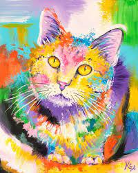 Abstract Cat Painting Modern Art