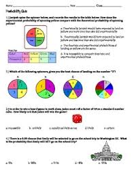 Probability Quiz Middle Grades Middle Grades Theoretical Probability 7th Grade Math