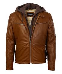 Mens Tan Cafe Racer Lambskin Real Leather Jacket With Hood Genuine Leather Jackets By Corbani Leather Jacket With Hood Leather Jacket Real Leather Jacket