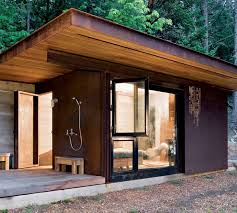 These unique outdoor shower cabin have seals to prevent water from seeping into the bathroom. Basic Outdoor Shower Atticmag