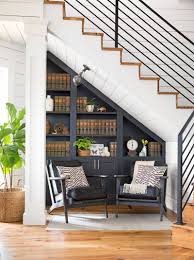 A Cozy Reading Nook Under The Stairs Original Comment Affordable Hallway And Staircase Decorating Ideas Stair Nook Fixer Upper Decor House Design