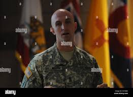 1st Sgt. Daniel Fellingham, 1st Sgt. For the HHD 640th Regional Training  institute, and designer of this years Best Warrior Competition, speaks to  coaches and contestants during the welcoming briefing at Camp