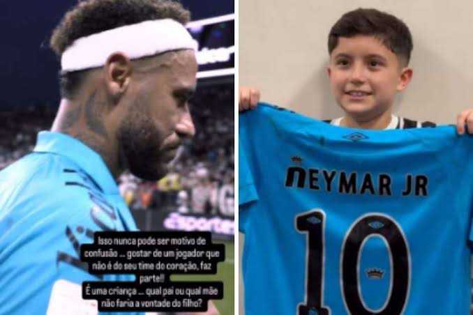 Neymar sobre crian&ccedil;a corintiana hostilizada por receber sua camisa do Santos: 'N&atilde;o &eacute; motivo de confus&atilde;o'