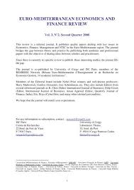 The scope of ijef includes the fields in the economics and finance. Euro Mediterranean Economics And Finance Review Recherche Isc