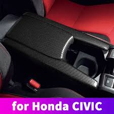 Abs Carbon Fiber Armrest Box Protective Cover Protective Cover Decorative Modification For Honda Civic 10th 2016 2017 2018 2019 Interior Mouldings Aliexpress