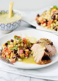 Pork Tenderloin And Mexican Quinoa With Honey Habanero Dressing Baked Bree Recipe Recipes Mexican Quinoa Mexican Food Recipes