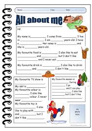 Introducing Yourself Describing People Writing Elementary A1 Elementary School English Language Teaching All About Me Printable Worksheets