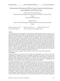Compulsory land acquisition in ghana: Pdf Infrastructure Provision And Private Lands Acquisition Grievances Social Benefits And Private Costs Modupe Omirin Academia Edu