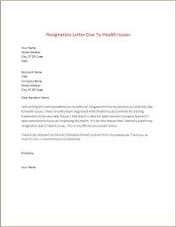 Resignation Letter Due To Health Issues Resignation Letter Sample Resignation Sample Resignation Letter