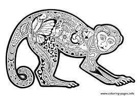 Print Adults Difficult Animals Cute Monkey Free Printable Coloring Pages Animal Coloring Pages Lion Coloring Pages Monkey Coloring Pages