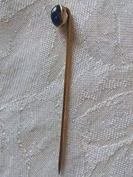 Vintage Tie Stick Pin Oval Blue Sapphire 14 Karat Gold Etsy Stick Pins Minimalist Art Deco Etsy Vintage