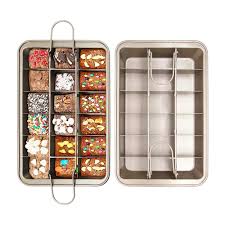 Brownie Pan With Dividers 18 Pre Slice Non Stick Coated Brownie Baking Tray Bpa Free Carbon Steel Bakeware Microwave No Bake Brownies Tray Bakes Cake Bakeware