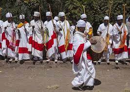 Ethiopian Orthodox Priests Celebrating The Colorful Timkat Epiphany Festival Lalibela Ethiopia Orthodox Priest Ethiopia Timkat