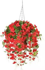 If you have a smaller yard, try one of the hanging containers to save space. Buy Artificial Flowers With Hanging Baskets Fake Silk Orchid Rose Flowers Plants In Baskets Faux Flower Centerpieces For Home Decoration Outdoor Garden Yard Patio Landscaping Red Online In Taiwan B0926llc2g