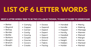 6 letter words starting with a. 6 Letter Words List Of 450 Most Commonly Used Six Letter Words 7esl