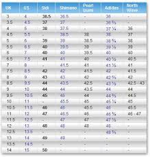 sidi sizing chart