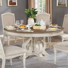 Stands feature faux marble countertops in grey and beige shades, wall. Arcadia Round Dining Room Set Antique White By Furniture Of America Furniturepick