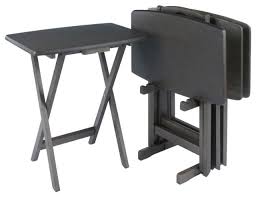 Perfect to use a side table for my laptop. Winsome Dorian 5 Piece Oversized Solid Wood Snack Table Set In Oyster Gray Transitional Tv Trays By Homesquare Houzz