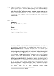 Peraturan menteri keuangan nomor 187/pmk.03/2007 tentang jangka waktu pelunasan surat tagihan pajak, surat ketetapan pajak kurang bayar, dan surat ketetapan pajak kurang bayar tambahan, serta surat keputusan pembetulan, surat keputusan keberatan, putusan banding, dan putusan peninjauan kembali, yang menyebabkan jumlah pajak yang harus dibayar. Download Gratis Contoh Surat Gugatan Ptun
