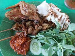 Pecel Ayam With Sate Kulit Ayam Kol Goreng