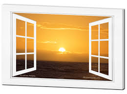 Bring breathtaking views and plenty of natural light into the heart of your home with window world's picture windows. Golden Ocean Sunset Open Picture Window Frame Art View 32x48 Premium Canvas Gallery Wrap Window Frame Art Pictures That Look Like Window Views Whitewash Windows Posters That Look