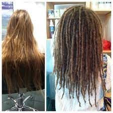 Before And After Dread Installation At G Spot Hair Design Hair Dread Hairstyles Dreadlocks Girl