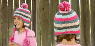 There are instructions for 3 sizes: Knitted Striped Ear Flap Hat Free Knitting Pattern