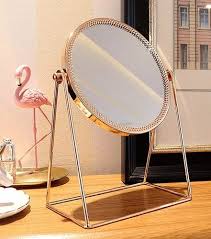 Iron Rose Gold Round Vanity Mirror For