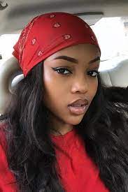 Print Bandana Red Scarf Hairstyles Baddie Hairstyles Bun Maker Hairstyles