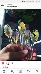 Diy Resin Spoons Flowers Plants Leave Resin Crafts Diy Resin Art Diy Resin Crafts