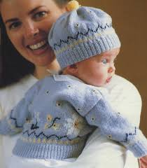 Babies Fair Isle Cardigan and Hat Knitting Pattern PDF Baby Boys or Girls 0 