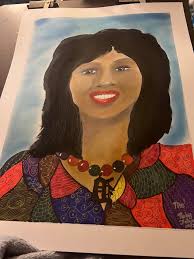 This is my first Self portrait. I have lost weight in my face making my  neck look long.