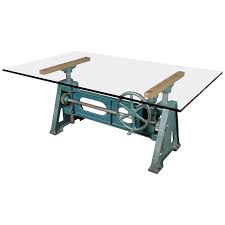 Table hardware — risail specialty systems. Conference Dining Table Vintage Industrial Adjustable Crank Up Cast Iron And Glass For Sale At 1stdibs