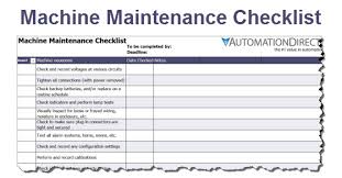 Machine Maintenance Checklist Library Automationdirect