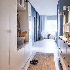 Ikea Platsa White Wood Lacquered Wardrobe And Organising Series Creates A Clutter Free Space In The Hallway Even Sma Ikea Hallway Ikea Entryway Small Hallways