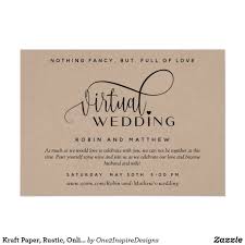 Kraft Paper Rustic Online Virtual Wedding Invitation Zazzle Com In 2020 Wedding Invitations Digital Weddings Invitations