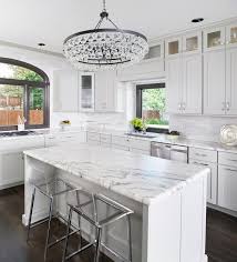Kitchen With Robert Abbey Bling Chandelier Transitional Kitchen Kitchen Remodel Design Farmhouse Kitchen Inspiration Kitchen Remodel Small