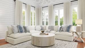 Our nautical style coffee tables are the perfect focal point for casual beach house living. Bright Modern Coastal Living Room Design By Spacejoy