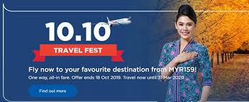 Malaysian airlines also has a strategic partnership with visa since their malaysia airlines promotion 2018 which is currently into its second year with malaysia airlines promotion 2019. Malaysia Airlines 10 10 Travel Fest Promotion Mas Airline
