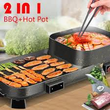2 In 1 Electric Pan Hot Pot Bbq Frying Cook Grill Kitchen Barbecue Machine Pot Grill Pans Ideas Of Grill Pans Grillpans Cooking Hot Pot Barbecue Machine