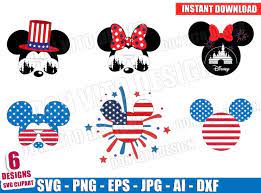 Download Disney Usa Mickey Mouse Head Bundle Svg Dxf Png 4th Of July Minnie