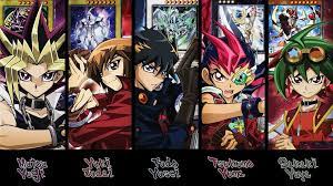 This Is A Picture Of All The Main Characters Of The Five Yugioh Series All The Characters Are Put Into Order From Oldest To The N Yugioh Anime Anime Wallpaper