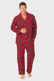 Lanz of Salzburg Men's Plaid Flannel Pajamas - Red
